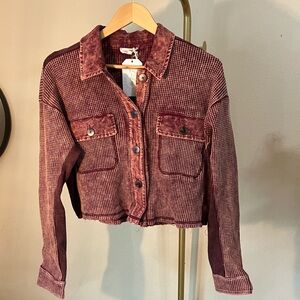 Mystree Women's Burgundy Corduroy Jean Jacket